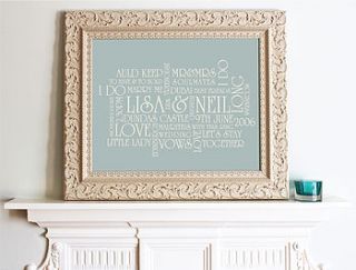 personalised ornate wedding typographic art by more than words