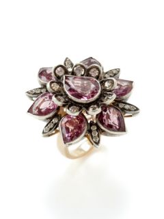 Pink Spinel & Diamond Flower Ring by Amrapali