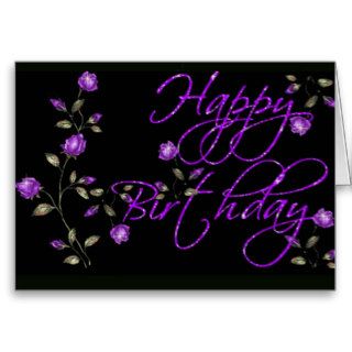 Happy Birthday Card with purple flowers