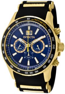 Invicta 1237  Watches,Mens Aviator Chronograph Blue Dial Black Polyurethane, Chronograph Invicta Quartz Watches