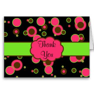 Hot Pink and Green Thank You Card