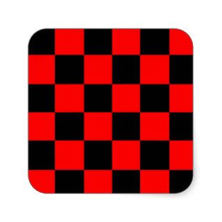 Checkerboard Pattern black and red Square Sticker