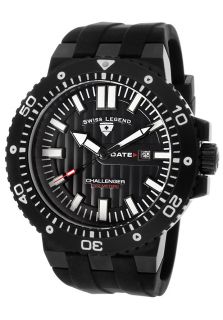 Swiss Legend 10126 BB 01 WA  Watches,Challenger Black Silicone Black Dial Black IP Case, Diver Swiss Legend Quartz Watches