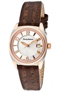 Tommy Bahama TB2120  Watches,Womens Cubanito White MOP/Silver Dial Dark Brown Woven Genuine Leather, Casual Tommy Bahama Quartz Watches