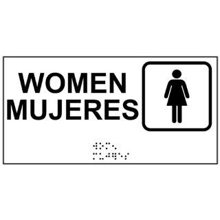 ADA Women With Symbol Braille Sign RSMB 650 SYM BLKonWHT Restrooms  Business And Store Signs 