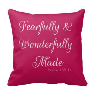 Psalm 139 Dark Pink Throw Pillows