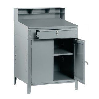 Edsal 640 Steel Cabinet Shop Desk, 34" Width x 53" Height x 30" Depth, Industrial Gray