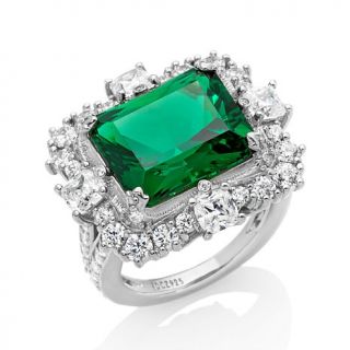 Jean Dousset 10.96ct Absolute™ Simulated Emerald and Clear "Frame" Ring