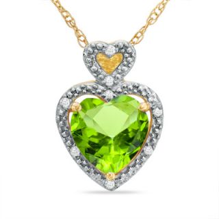 0mm Heart Shaped Peridot and Diamond Accent Heart Frame Pendant in