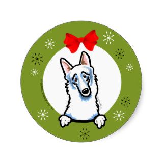 White German Shepherd Dog Christmas Stickers