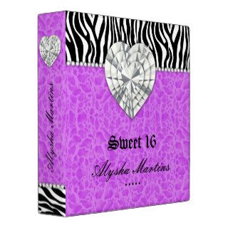 Sweet 16 Photo Album leopard Lace Heart Diamond Pu 3 Ring Binder