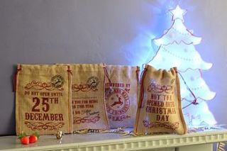 jute christmas gift bags by beecycle