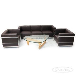 Shop Kardiel Le Corbusier Style LC3 Set, Sofa & 2 Chairs, Espresso Genuine Leather at the  Furniture Store