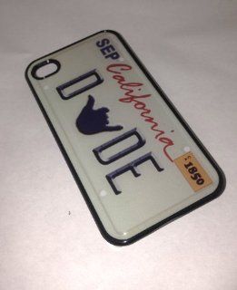 California Dude State License Plate iPhone 4 4S BLACK Plastic Case CA LA Surf Cell Phones & Accessories