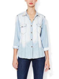 Embellished Collar Denim Cotton Shirt by 7 for All Mankind