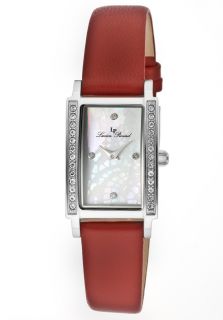 Lucien Piccard 11673 02MOP RD  Watches,Womens Monte Baldo White Austrian Crystal Textured White MOP Dial Red Genuine Leather, Casual Lucien Piccard Quartz Watches