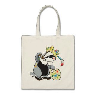 cartoon badger artist canvas bags