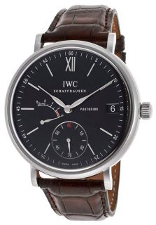 IWC IW510102  Watches,Mens Portofino Mechanical Black Dial Brown Genuine Alligator, Luxury IWC Mechanical Watches