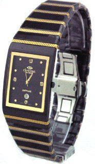 Oniss Men's Black with Gold Ceramic Watch Model ON 651 (Black Face) 
