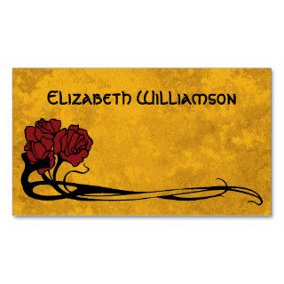 Vintage Art Nouveau Retro Chic Rose Flower Floral Business Card Template