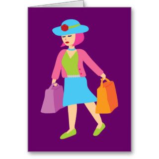 Retro Shopping Girl Card