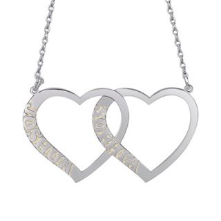 Personalized Double Heart Necklace in Sterling Silver (2 Names