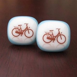 bike ride fused glass cufflinks by evy designs