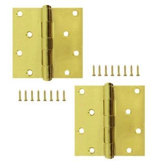 Stanley 834 663 4 Inch Square Non Removable Pin Door Hinges Bright Brass (Pack of 2)    