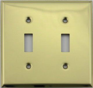 Polished Brass Two Gang Toggle Switch Wall Plate    