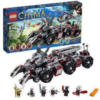 Lego Year 2013 "Legends of Chima" Series Vehicle Set #70009   WORRIZ' COMBAT LAIR with 5 Detachable Vehicles Wolf Claw Bikes, Truck, Helicopter, Mobile Prison and Motorcyle Plus 6 Minifigures (Worriz, Wilhurt, Wakz, Windra, Eris and Grizzam)
