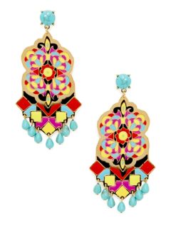 Multi Color Enamel Chandelier Drop Earrings by Noir Jewelry