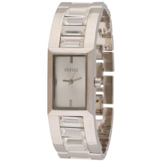 Oasis Womens Silver Jewelled Strap Watch      Clothing