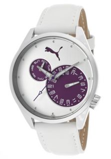 Puma PU102452002  Watches,Womens Take Pole Position Light Silver & Purple Dial White Leatherette, Casual Puma Quartz Watches