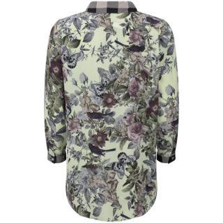 LOVE Womens Contrast Long Shirt   Fantasy Floral      Womens Clothing