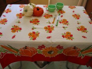 Harvest Thanksgiving Pumpkin Cotton Tablecloth  
