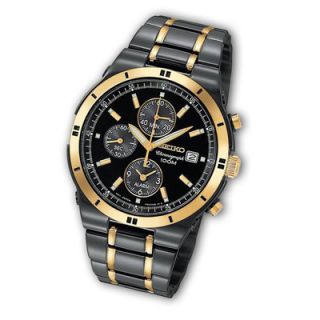 Mens Seiko Two Tone TiCN Plated Steel Chronograph Watch (Model