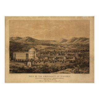 Univ of Virginia 1856 Antique Panoramic Map Print