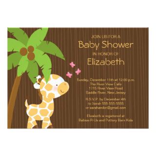 Cute Jungle Giraffe Neutral Baby Shower Invitation