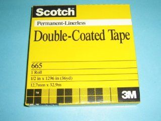 Scotch, Premanent Linerless, Double Coated Tape, 665, 1/2" x 1296 in (36 yd)