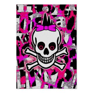 Girly Punk Skull Poster