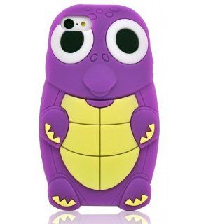 Purple 3D Cartoon Lovely Turtle Pattern Soft Silicone Case Cover Skin for Apple iPhone 5C Cell Phones & Accessories