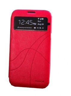 HJX Note2 N7100 Fashionable Time Visible Rugged String Windowing Leather Case With Stylus For Samsung Galaxy Note 2 Note II N7100 Red Cell Phones & Accessories