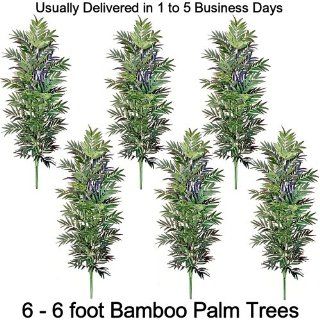 SPJPLANTS Six Silk Artificial 6 foot Bamboo Phoenix Palm Tree Plants each with 672 leaves  
