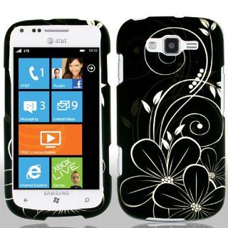 Samsung Focus 2 II i667 i 667 Black with White Floral Flowers Vines Design Snap On Hard Protective Cover Case Cell Phone Cell Phones & Accessories