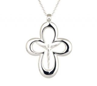 Sterling Halo Cross Necklace on 18L Chain by Steven Lavaggi —