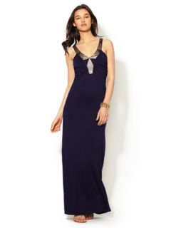 Beaded Jersey Knit Maxi Dress by Avaleigh