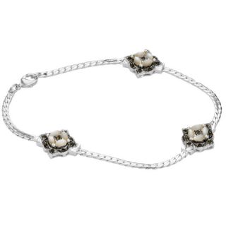 Silver Plated Marcasite and Mother Of Pearl Bracelet       Womens Accessories