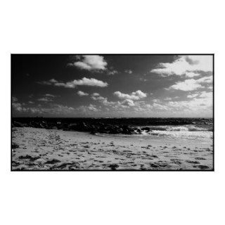 A Black and White Beach Scene Print