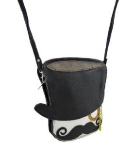 The Gentleman Top Hat, Mustache, Monocle Cross Body Purse Cross Body Handbags Shoes