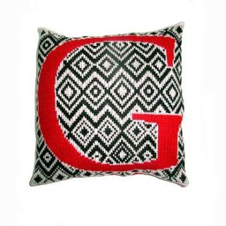personalised monogram knitted cushion by one woman collective